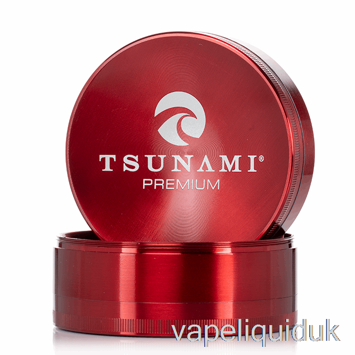 Tsunami 3.9inch 4-Piece Sunken Top Grinder Red (100mm) Vape Juice